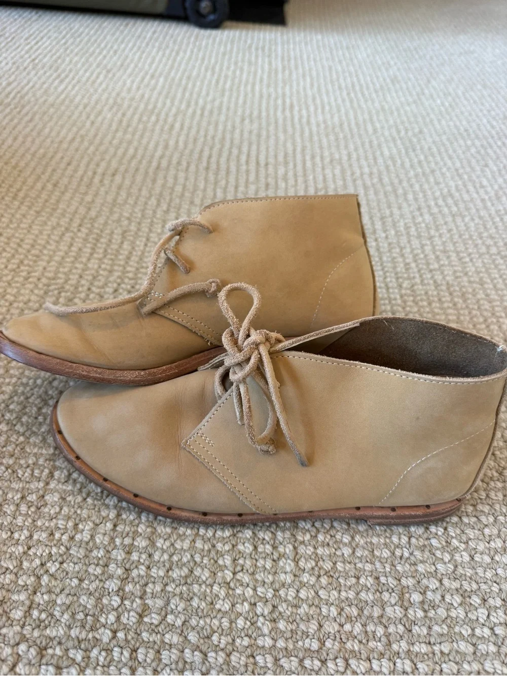 beek Beige Suede Lace-Up Ankle Booties